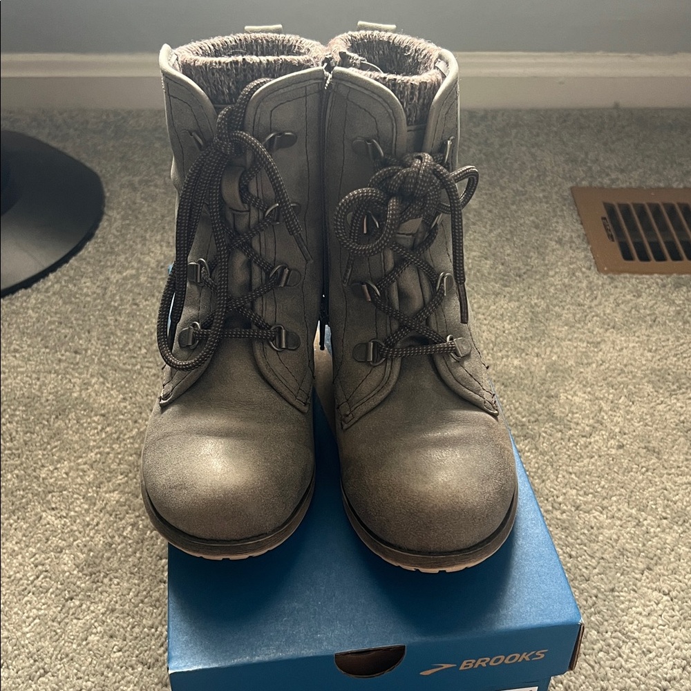 Taupe Lace-Up Boots